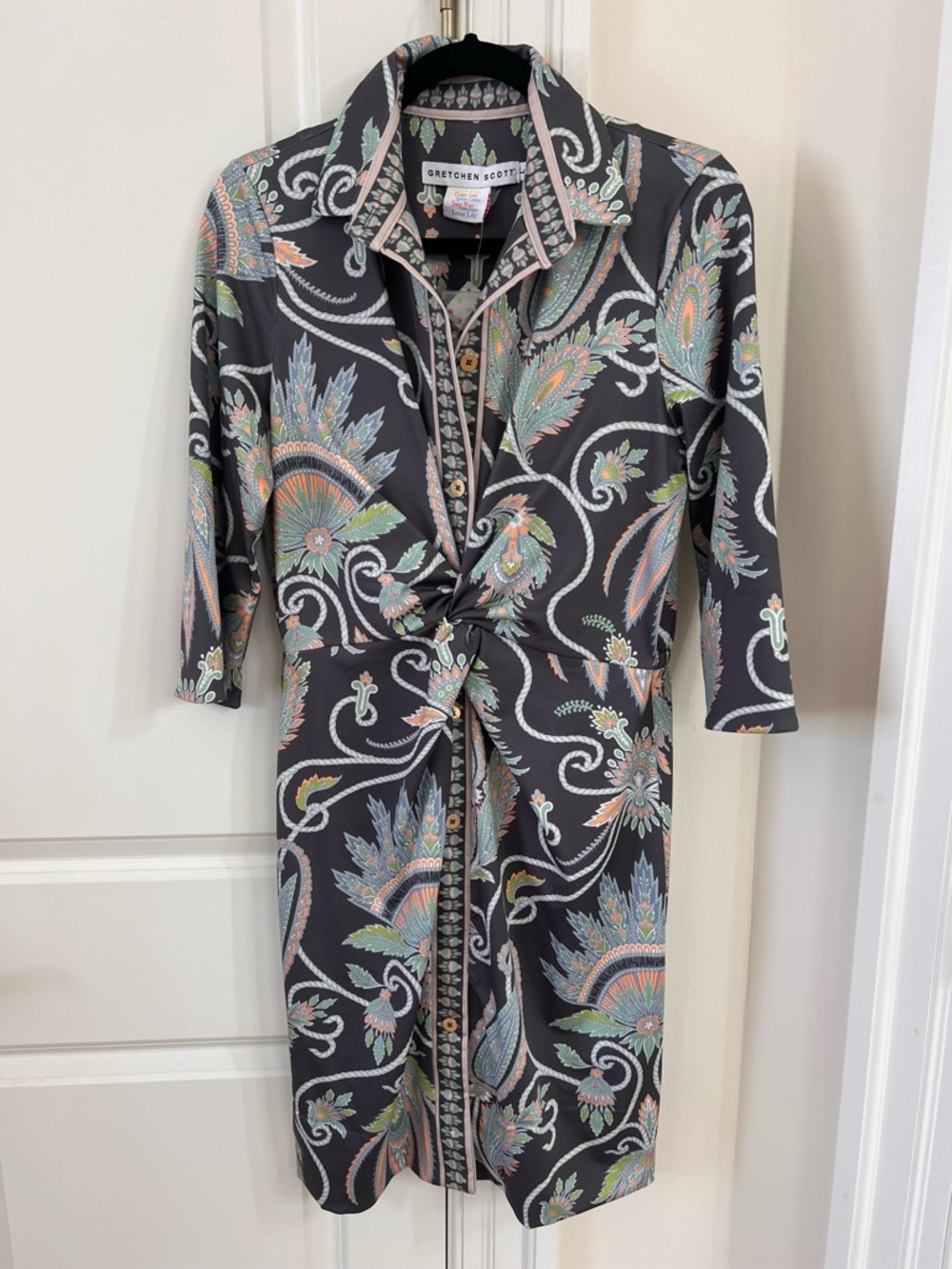 Gretchen Scott Designs Twist and Shout Paisley Knot-Front Dress